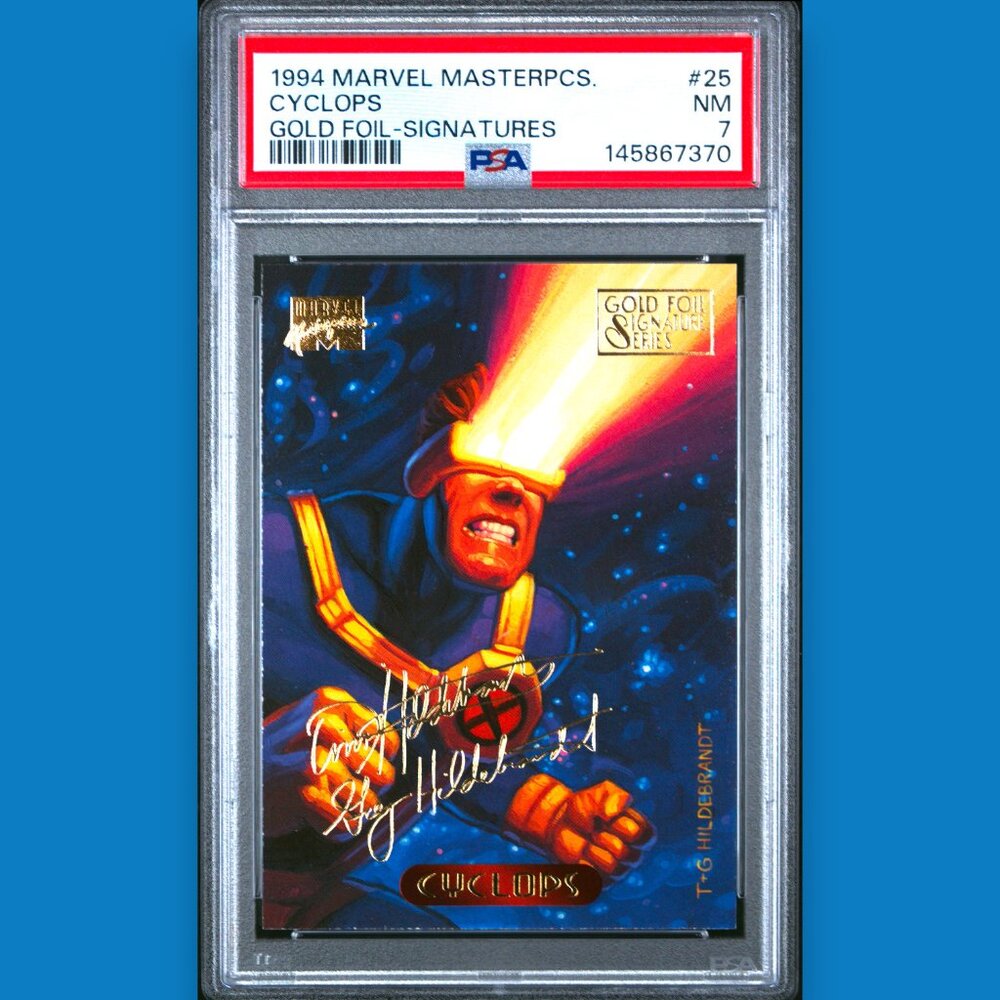 1994 Marvel Masterpieces Gold Foil Signature 25 Cyclops PSA 7